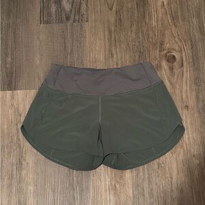 Lululemon Speed Up Shorts, High Rise 4 inch inseam, Size 8, Sage Gray/Green